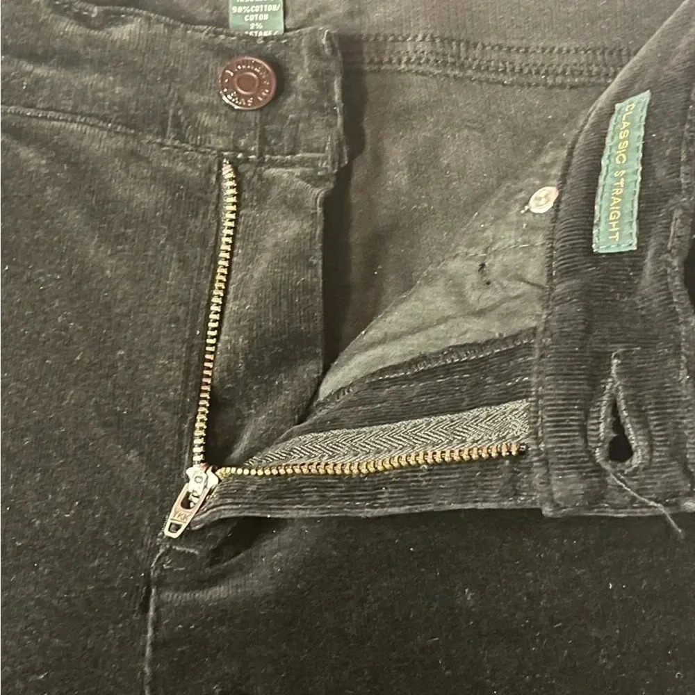 LRL Micro Corduroy Straight Leg Pants Classic Black Size 4 - Picture 15 of 15